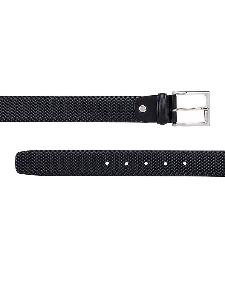 Black Textured Leather Belt